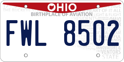 OH license plate FWL8502