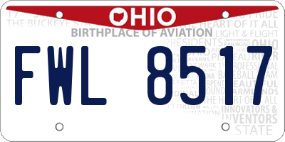 OH license plate FWL8517