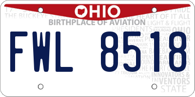 OH license plate FWL8518