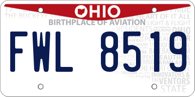 OH license plate FWL8519