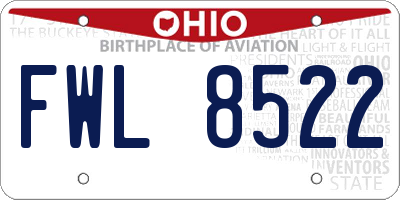 OH license plate FWL8522