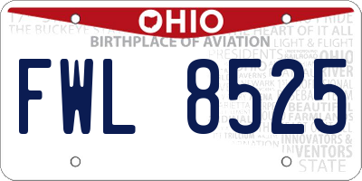 OH license plate FWL8525