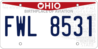 OH license plate FWL8531