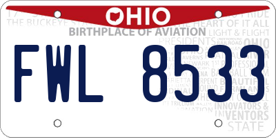 OH license plate FWL8533