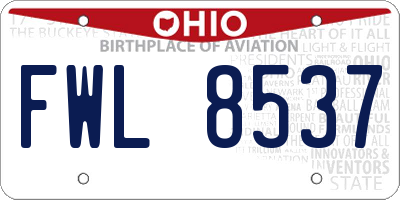 OH license plate FWL8537