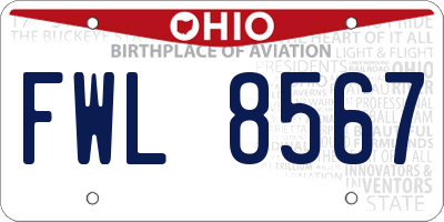 OH license plate FWL8567