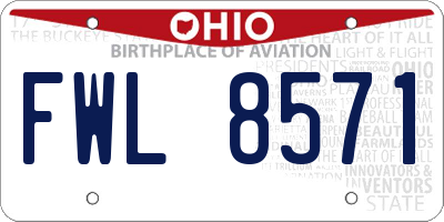 OH license plate FWL8571