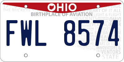 OH license plate FWL8574