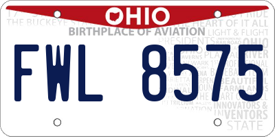 OH license plate FWL8575