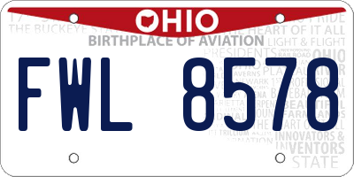 OH license plate FWL8578