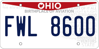 OH license plate FWL8600