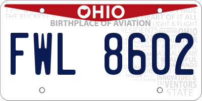 OH license plate FWL8602