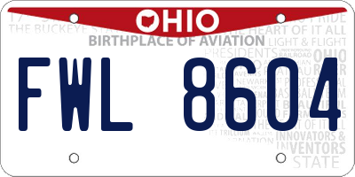 OH license plate FWL8604