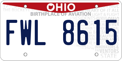OH license plate FWL8615