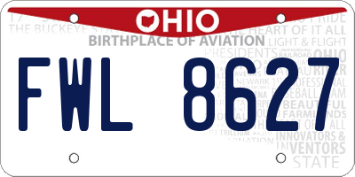 OH license plate FWL8627
