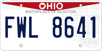 OH license plate FWL8641