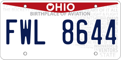 OH license plate FWL8644