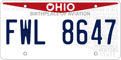 OH license plate FWL8647