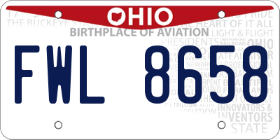 OH license plate FWL8658