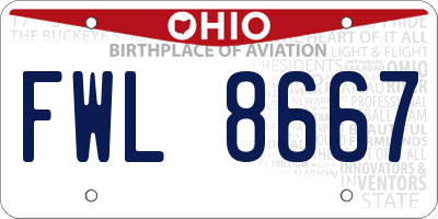 OH license plate FWL8667
