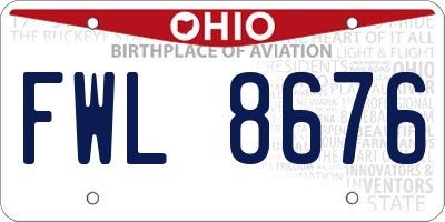 OH license plate FWL8676