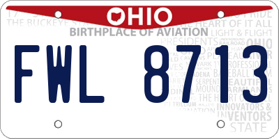 OH license plate FWL8713