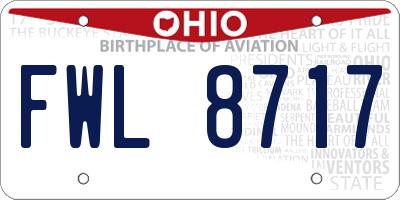 OH license plate FWL8717