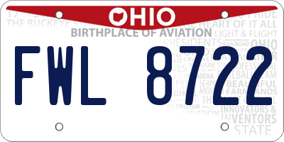 OH license plate FWL8722
