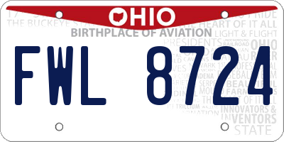 OH license plate FWL8724