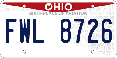 OH license plate FWL8726