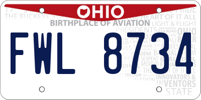 OH license plate FWL8734