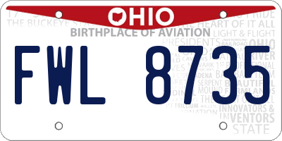 OH license plate FWL8735