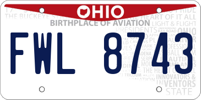OH license plate FWL8743