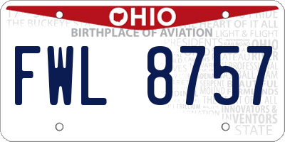 OH license plate FWL8757
