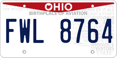 OH license plate FWL8764