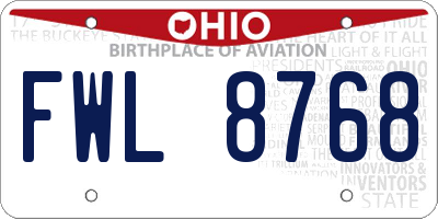 OH license plate FWL8768