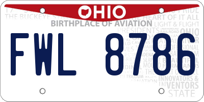 OH license plate FWL8786