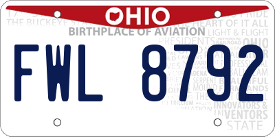 OH license plate FWL8792