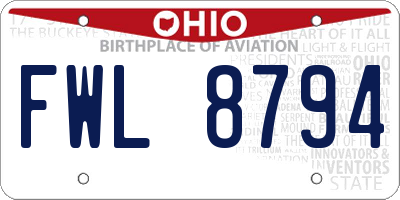 OH license plate FWL8794