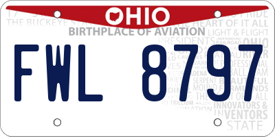 OH license plate FWL8797