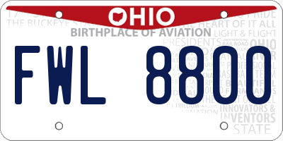 OH license plate FWL8800