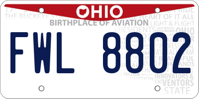 OH license plate FWL8802