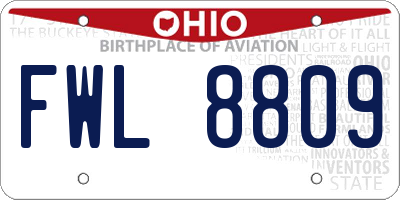 OH license plate FWL8809