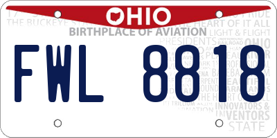 OH license plate FWL8818