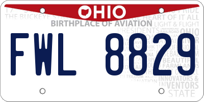 OH license plate FWL8829