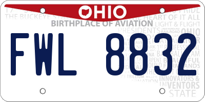 OH license plate FWL8832
