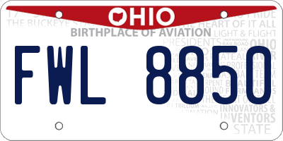 OH license plate FWL8850