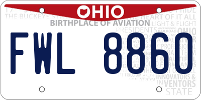 OH license plate FWL8860