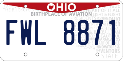 OH license plate FWL8871