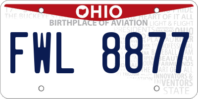 OH license plate FWL8877